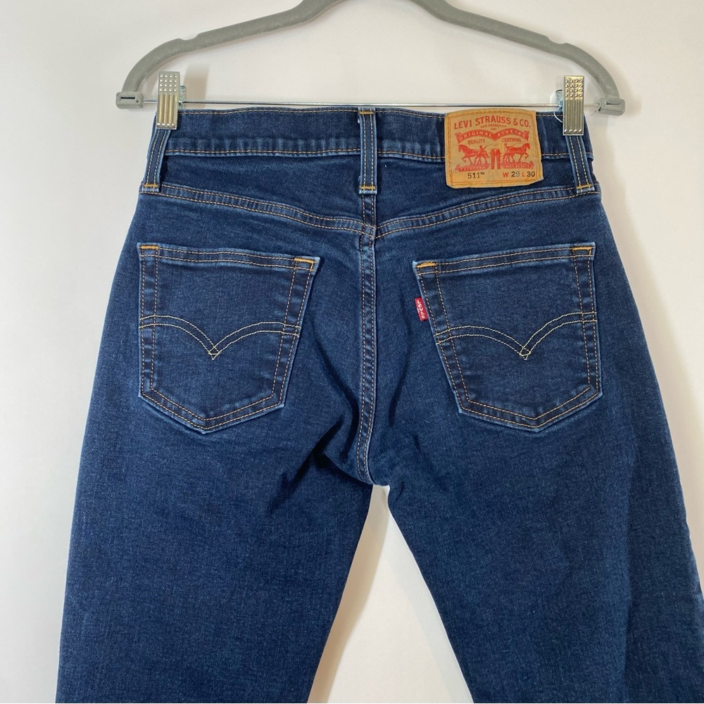 Levi's 511 Slim Fit Men's Dark Hollow Dark Wash Stretch Denim Jeans Size 29 - Picture 6 of 16